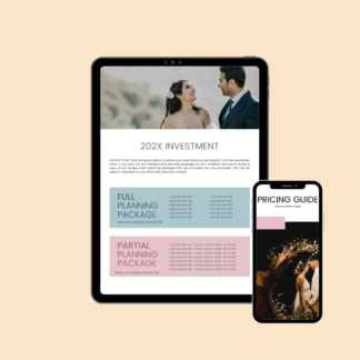 pricing guide template for wedding planners